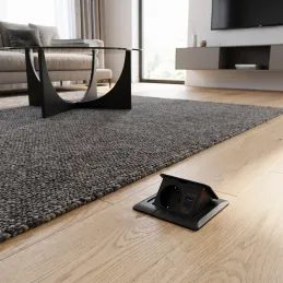 Prise escamotable de sol FLOOR LUX SCHUKO 1x230V + USB A-C / Noir