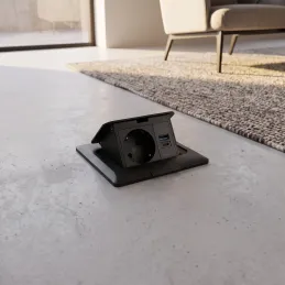 Prise escamotable de sol FLOOR LUX SCHUKO 1x230V + USB A-C / Noir