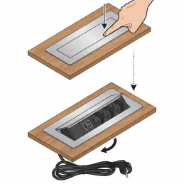 Prise escamotable AMBIENTE SCHUKO 3x230V + USB A-C / Noir mat