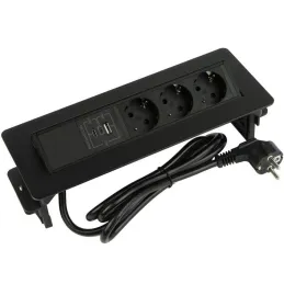 Prise escamotable AMBIENTE SCHUKO 3x230V + USB A-C / Noir mat