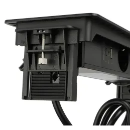 Prise escamotable AMBIENTE SCHUKO 3x230V + USB A-C / Noir mat