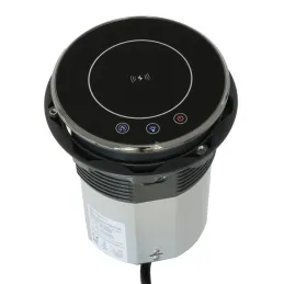 Prise escamotable automatique AMBIENTE SCHUKO 3x230V + USB A-C avec éclairage et chargement / Verre noir