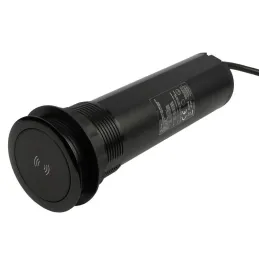 Prise escamotable AVION SCHUKO 2x230V + USB A-C et chargeur à induction / Noir mat