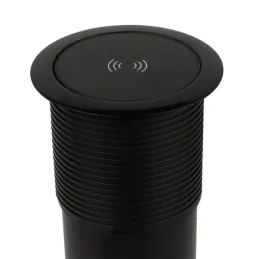 Prise escamotable AVION SCHUKO 2x230V + USB A-C et chargeur à induction / Noir mat