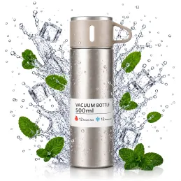 Thermos en acier inoxydable avec gobelet THERMIO 500ml / Beige