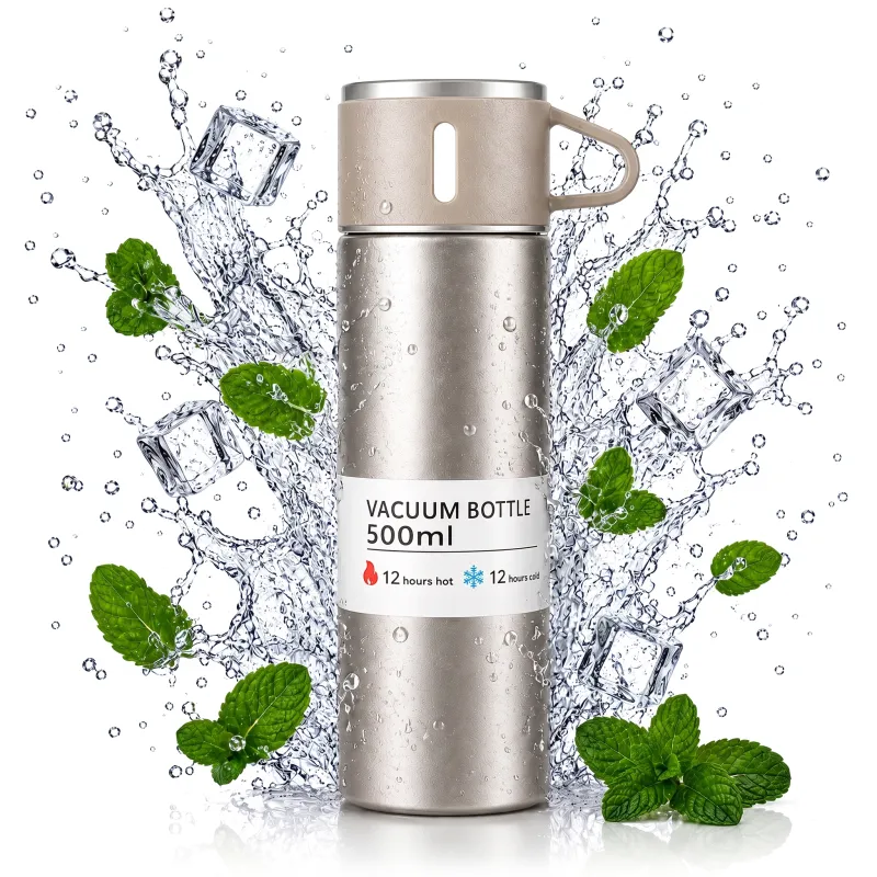 Thermos en acier inoxydable avec gobelet THERMIO 500ml / Beige