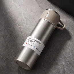 Thermos en acier inoxydable avec gobelet THERMIO 500ml / Beige