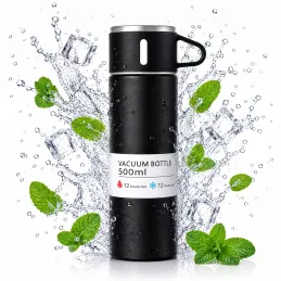 Thermos en acier inoxydable avec gobelet THERMIO 500ml / Noir