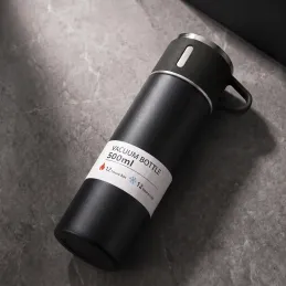 Thermos en acier inoxydable avec gobelet THERMIO 500ml / Noir