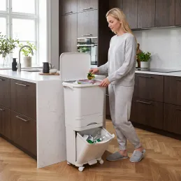 Poubelle SAVA à roulettes 42L / Blanc