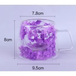 Tasse isotherme pour boissons avec fleurs FLOWER GLASS 180 ml / Rouge