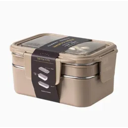 Boîte à déjeuner en inox avec couverts MY BOX / Beige