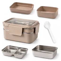 Boîte à déjeuner en inox avec couverts MY BOX / Beige
