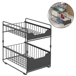 Panier coulissant pour cuisine ou salle de bain ZORA 300 mm / Anthracite