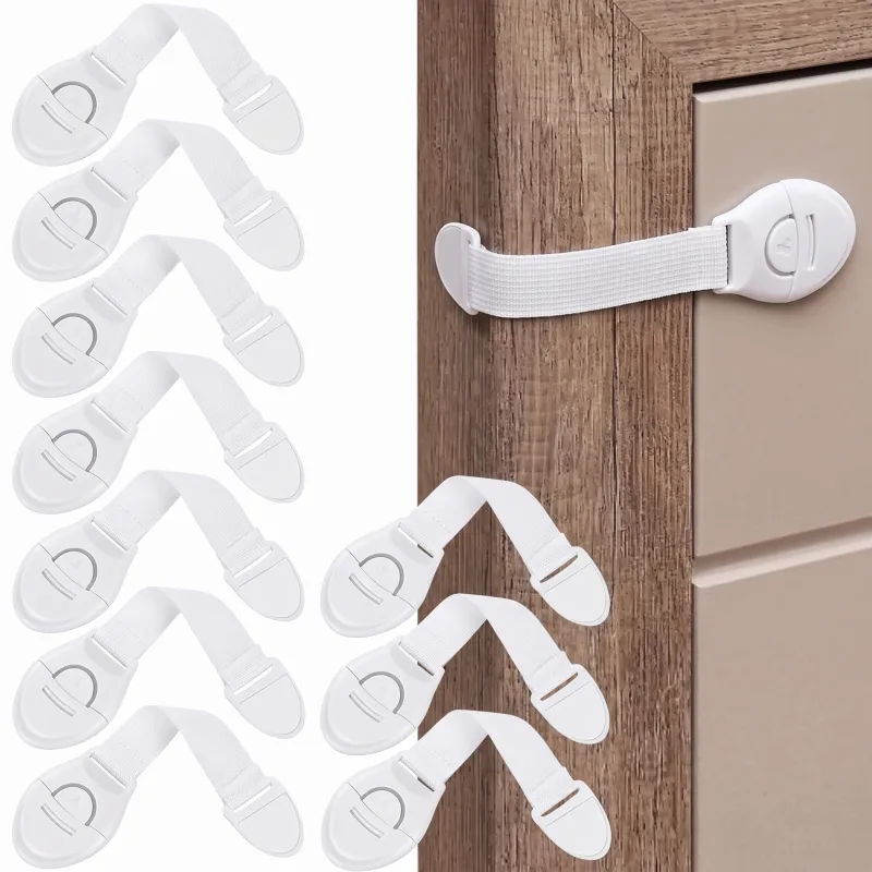 Lot de 10 verrous de sécurité pour portes et tiroirs / Blanc