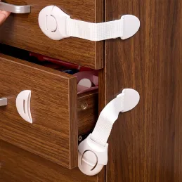 Lot de 10 verrous de sécurité pour portes et tiroirs / Blanc