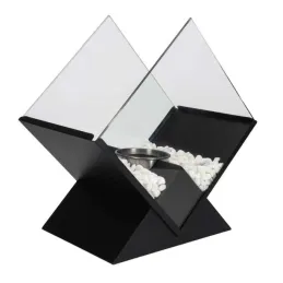Cheminée bio design avec support PARADISE / Noir mat