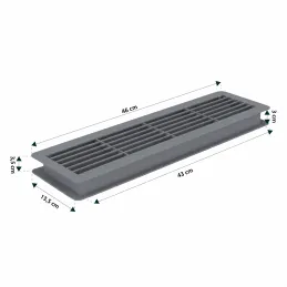 Grille de ventilation double face pour porte 430 x 115 mm / Gris