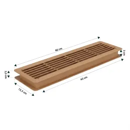 Grille de ventilation double face pour porte 430 x 115 mm / Chêne