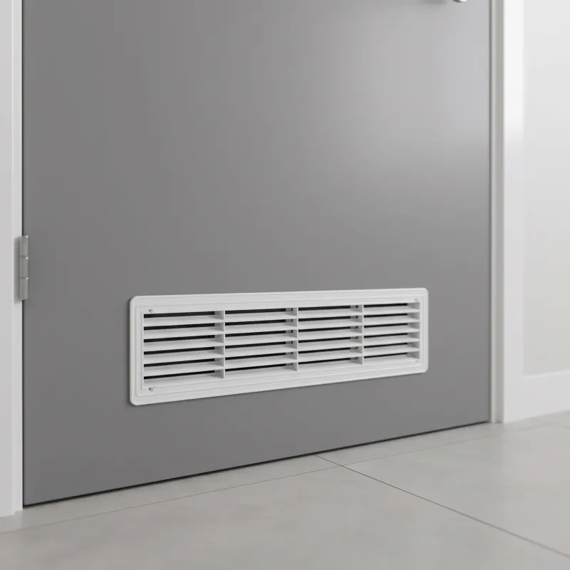 Grille de ventilation double face pour porte 430 x 115 mm / Blanc mat