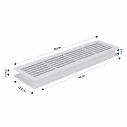 Grille de ventilation double face pour porte 430 x 115 mm / Blanc mat