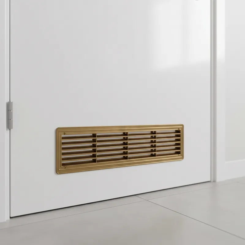 Grille de ventilation double face pour porte 430 x 115 mm / Patine dorée