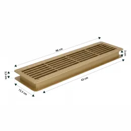 Grille de ventilation double face pour porte 430 x 115 mm / Patine dorée