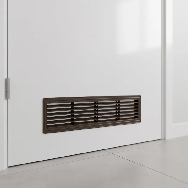 Grille de ventilation double face pour porte 430 x 115 mm / Marron foncé