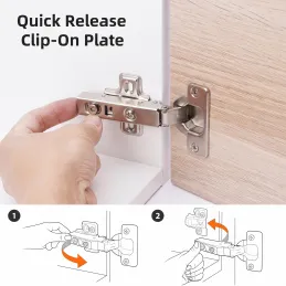 Charnière semi-appliquée CLIP avec amortisseur et plaque de montage