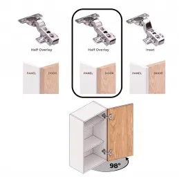 Charnière semi-appliquée CLIP avec amortisseur et plaque de montage