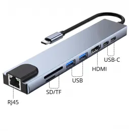 Prise multiprise avec ports 8-en-1 / Noir mat