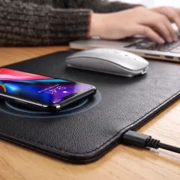 Tapis de souris avec chargeur sans fil pour téléphone LUXPAD / Noir
