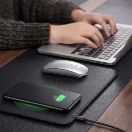 Tapis de souris avec chargeur sans fil pour téléphone LUXPAD / Noir