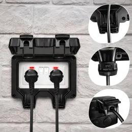 Prise électrique extérieure GARDENIA SCHUKO 2x230V / Noir mat