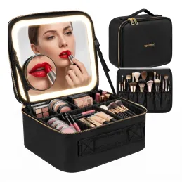 Trousse de maquillage avec miroir LED GRANDIO / Noir