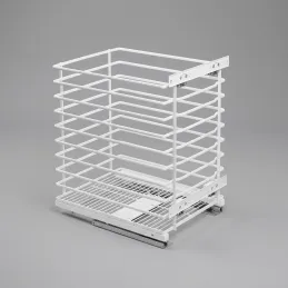 Panier à linge coulissant avec amortisseur et fixation sur porte ALO / Blanc mat