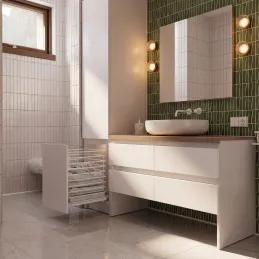 Panier à linge coulissant avec amortisseur et fixation sur porte ALO / Blanc mat