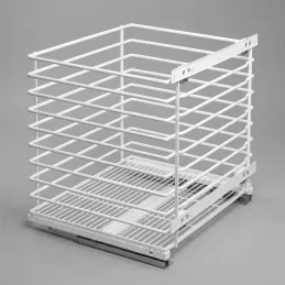 Panier à linge coulissant avec amortisseur et fixation sur porte ALO / Blanc mat