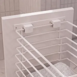 Panier à linge coulissant avec amortisseur et fixation sur porte ALO / Blanc mat