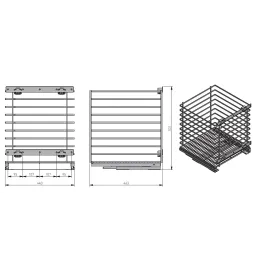 Panier à linge coulissant avec amortisseur et fixation sur porte ALO / Blanc mat
