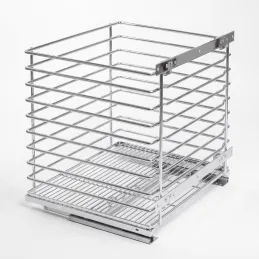 Panier à linge coulissant avec amortisseur et fixation sur porte ALO / Chrome brillant