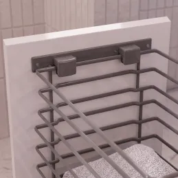 Panier à linge coulissant avec amortisseur et fixation sur porte ALO / Anthracite