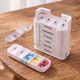 Organisateur et distributeur de médicaments exclusif avec coupe-comprimés MEDIS / Blanc