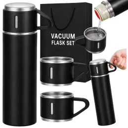 Thermos design avec 3 gobelets 400 ml / Noir mat