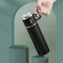 Thermos design avec 3 gobelets 400 ml / Noir mat