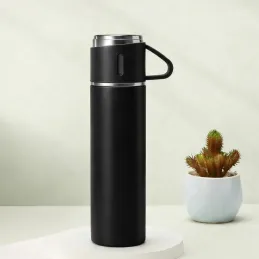 Thermos design avec 3 gobelets 400 ml / Noir mat