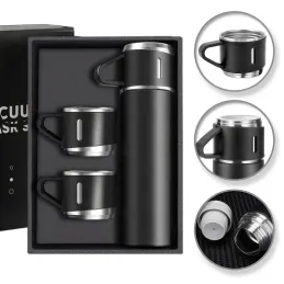 Thermos design avec 3 gobelets 400 ml / Noir mat