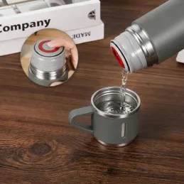 Thermos design avec 3 tasses 400 ml / Gris