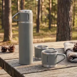 Thermos design avec 3 tasses 400 ml / Gris