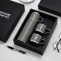 Thermos design avec 3 tasses 400 ml / Gris